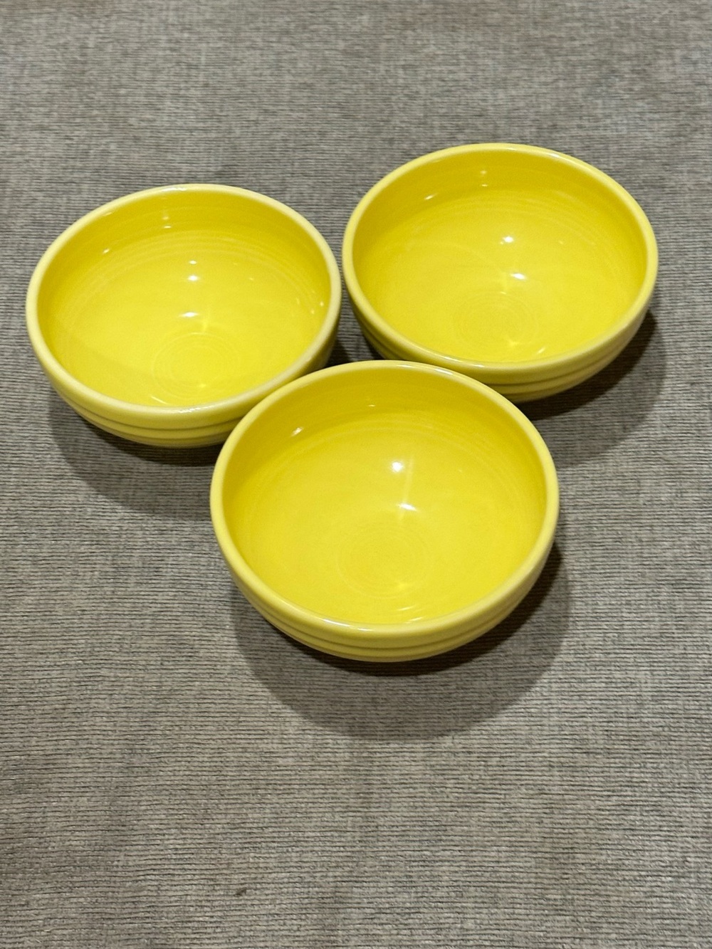 Set of 3 Homer Laughlin Fiesta Yellow Bowls – Lead Free – Bright Buttery Yellow